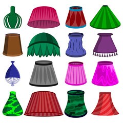 A large set of images of lampshades for lamps and chandeliers. A set for different purposes in design, interior and other.