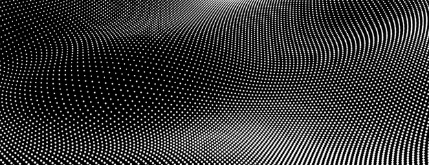 Array with Dynamic Particles. Futuristic technology style. Texture. Vector illustration with particle. 3D grid surface.