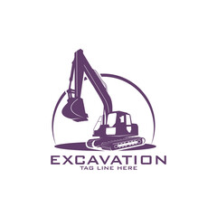 excavator logo concept vector with arm excavator template vector.construction, vector illustration