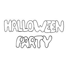 Lettering Halloween party hand drawn in doodle style. vector, scandinavian, monochrome. single element for design, sticker, card, poster, invitation, decor