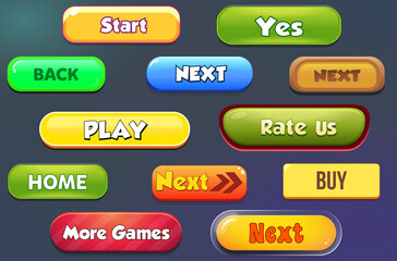 Casual Game UI Menus Popups  Buttons
