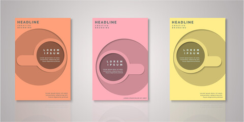 Naklejka premium Set of background for covers design paper cut style vector illustration.