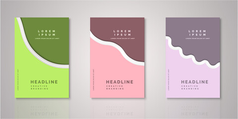  Set of background for covers design paper cut style vector illustration.
