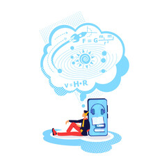 Educational podcast flat concept vector illustration