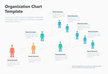 Company organization chart template with place for your content. Easy to use for your website or presentation. - obrazy, fototapety, plakaty