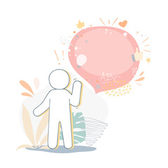 Man with empty speech bubble.