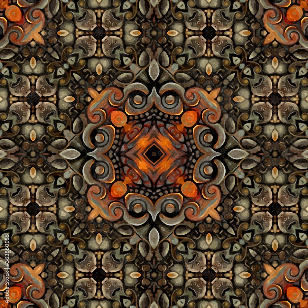 Aufkleber abstract decorative multicolor texture kaleidoscopic pattern computer generated fractal design.
