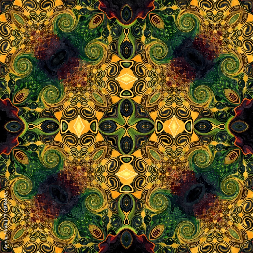 Poster abstract decorative multicolor texture kaleidoscopic pattern computer generated fractal design.