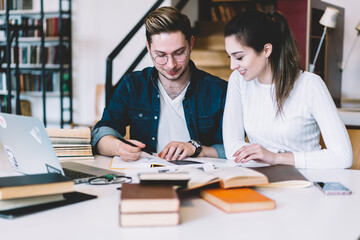 Student preparing for exam with friend