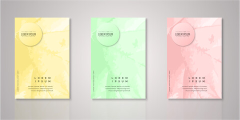 Fototapeta premium Set of background with watercolor brush for cover design paper cut style vector illustration.