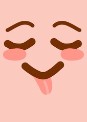 Cute pink face pattern. Pastel illustration design with smiling, sleeping, tongue out emoticon. Baby illustration.