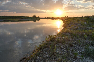 Sunset over river