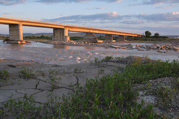 Sunset light on bridge