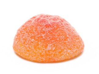 Jelly fruit candy closeup isolated on white background