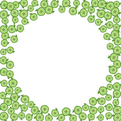 Apples. Frame scattered apples, vector. Design for fabric, paper, background, wallpaper, postcard.