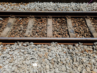 Rails and sleepers railway tracks in Thailand
