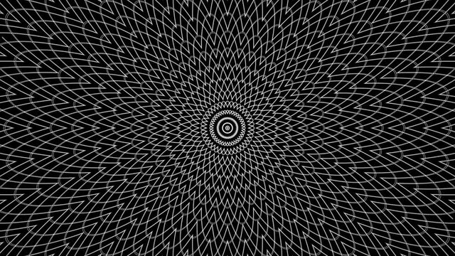 Hypnotic effect with vintage mandala of flower spinning from the inside out. Oriental esoteric ornament. Seamless looping animation.