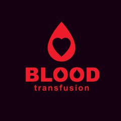 Vector illustration of heart shape. Blood transfusion concept, charity and volunteer conceptual logo for use in medical care advertisement.