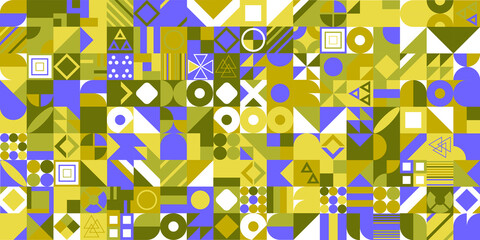 Simple banner of decorative patterns colored geometric composition flat style