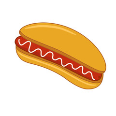 Hot dog icon. Fast food sign on white background. Vector illustration in flat style.