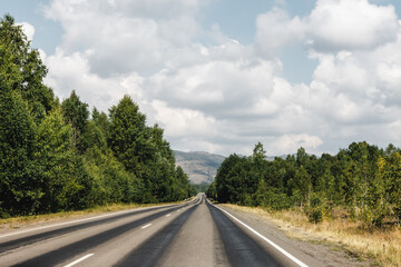View from a moving car on a road