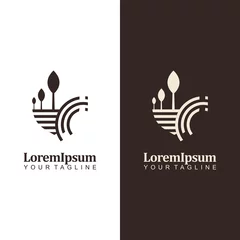 Papier Peint photo autocollant Chocolat brun Logo écologique. Logo de paysage simple