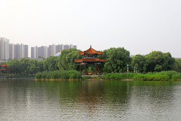 Naklejka premium Pavilion in Beihe Park, Luannan County, Hebei Province, China