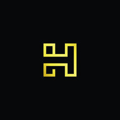 Minimal elegant monogram art logo. Outstanding professional trendy awesome artistic H HH initial based Alphabet icon logo. Premium Business logo gold color on black background