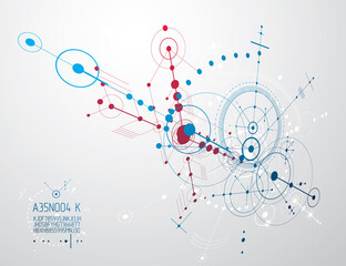 Mechanical engineering technology vector abstract background, cybernetic abstraction with innovative industrial schemes.