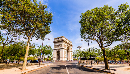 The Arc de Triomphe de l'Étoile ("Triumphal Arch of the Star") is one of the most famous monuments in Paris, France, standing at the western end of the Champs-Élysées.