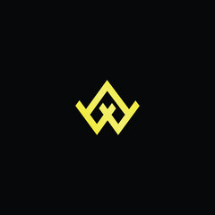 Minimal elegant monogram art logo. Outstanding professional trendy awesome artistic WA AW initial based Alphabet icon logo. Premium Business logo gold color on black background - obrazy, fototapety, plakaty