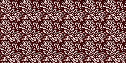 seamless pattern with herb ornament. abstract botanical motif. burgundy background. 