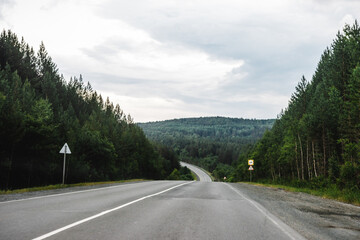 View from a moving car on a road