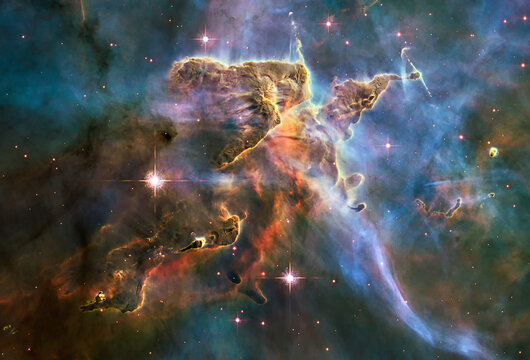 Hubble image of the  Eagle Nebulaas Pillars of the Creation. Elements of this image furnished by NASA.