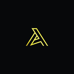 Minimal elegant monogram art logo. Outstanding professional trendy awesome artistic AA AT TA initial based Alphabet icon logo. Premium Business logo gold color on black background