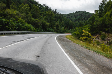 View from a moving car on a road