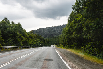 View from a moving car on a road