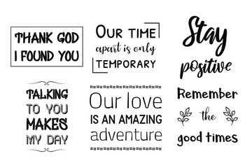 Set of Love Quotes Sayings for Valentine's day.  Romantic feeling between man and woman