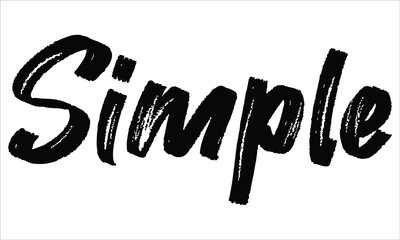 Simple Brush Typography Hand drawn writing Black Text on White Background  