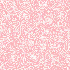 Vector seamless pattern with outline stylized roses. Beautiful floral background. Can be used for textile, book cover, packaging, wedding invitation.