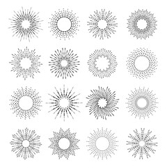 Elements for icons and logos. Badge and burst, ray graphic, light ray, vintage design, collection element radial.. Vector illustration.