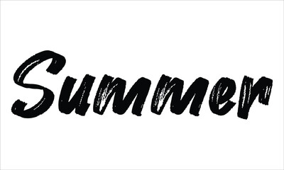 Summer Brush Typography Hand drawn writing Black Text on White Background  