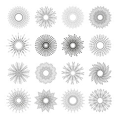 Elements for icons and logos. Badge and burst, ray graphic, light ray, vintage design, collection element radial.. Vector illustration.