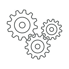 Cogwheel icon. Sprocket wheel logo. Settings button sign. Mechanic gears symbol. Black silhouette isolated on white background. Vector illustration image.