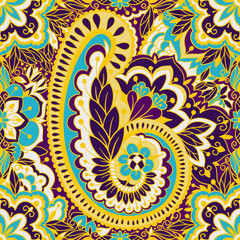 Seamless pattern with multicolor Paisley print