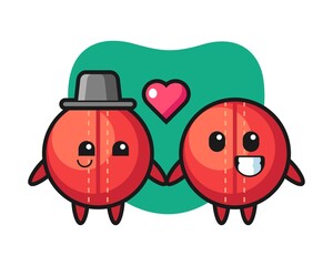 Cricket ball couple cartoon fall in love