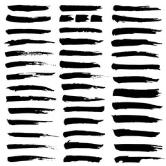 Set of black ink strokes. Artistic brushes