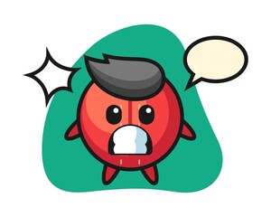 Naklejka premium Cricket ball cartoon with shocked gesture