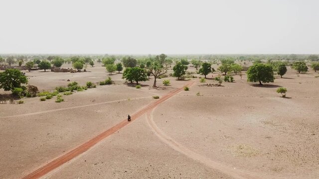 Aerial Motorbike Tracking Shot From Africa Burkina Faso