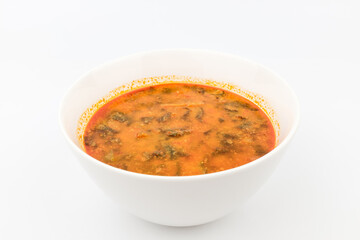 Eel soup on white background
